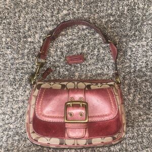 Coach Burgundy and Tan Shoulder Bag